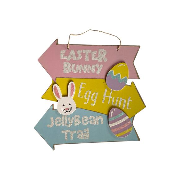 DIY Jelly Bean Easter Wreath Making Kit, Bunny Trail Sign Ribbon Bundle Set - Picture 2 of 5